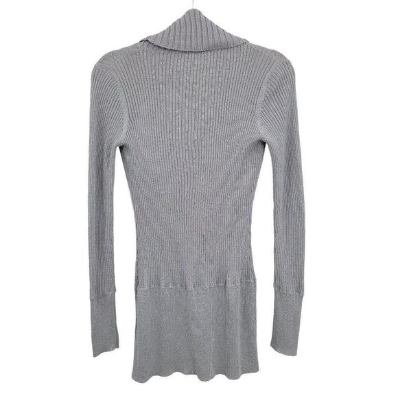 90's Rampage Sweater Gray Silver Metallic Threading Deep Draped Cowl Tunic M - Picture 7 of 12